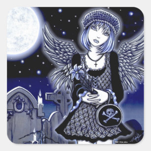 "Tabitha" Blue Gothic Angel Art Sticker