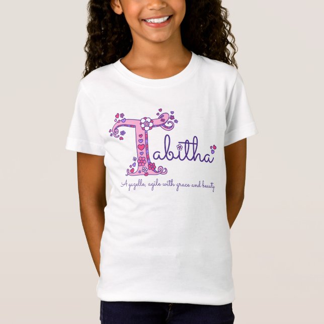 Tabitha girls name & meaning T monogram shirt (Front)