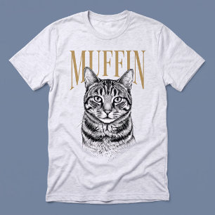 Tabkin Gold Name Black and White Pet Illustration Tri-Blend Shirt