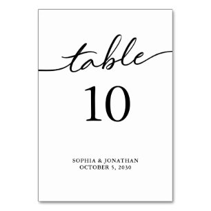 Table 10 Black Calligraphy Personalised Wedding Number