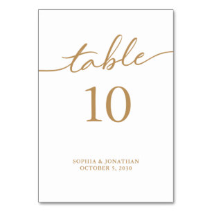 Table 10 Gold Calligraphy Personalised Wedding Number
