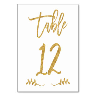 Table 12   Elegant Gold Handwriting Brushed Laurel Table Number
