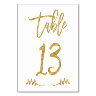 Table 13   Elegant Gold Handwriting Brushed Laurel Table Number