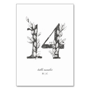 Table 14 Beautiful Floral Sketched Wreath Wedding Number