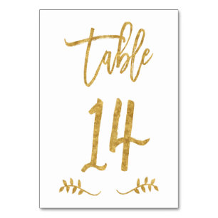 Table 14   Elegant Gold Handwriting Brushed Laurel Number