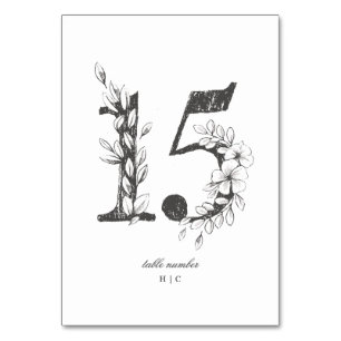 Table 15 Beautiful Floral Sketched Wreath Wedding Number