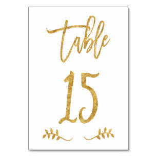 Table 15   Elegant Gold Handwriting Brushed Laurel Number