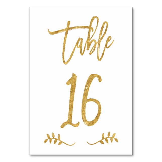 Table 16 | Elegant Gold Handwriting Brushed Laurel Number (Front)