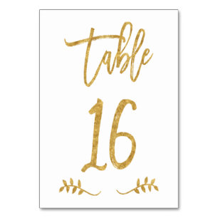 Table 16   Elegant Gold Handwriting Brushed Laurel Table Number
