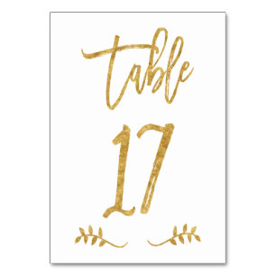 Table 17   Elegant Gold Handwriting Brushed Laurel Table Number