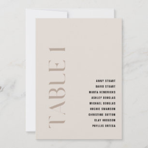 Table 1 Modern Bold Beige Wedding Table Number