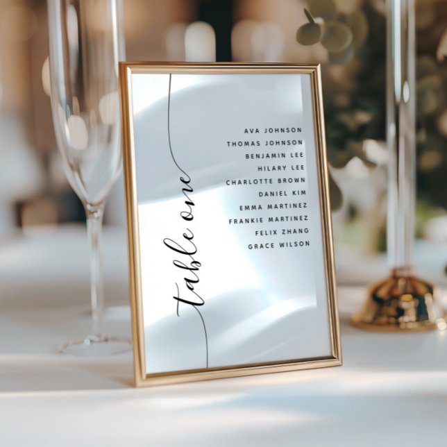 Table 1 Vertical Script Wedding Seating Chart Card (Creator Uploaded)