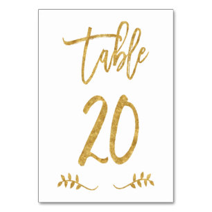 Table 20   Elegant Gold Handwriting Brushed Laurel Table Number