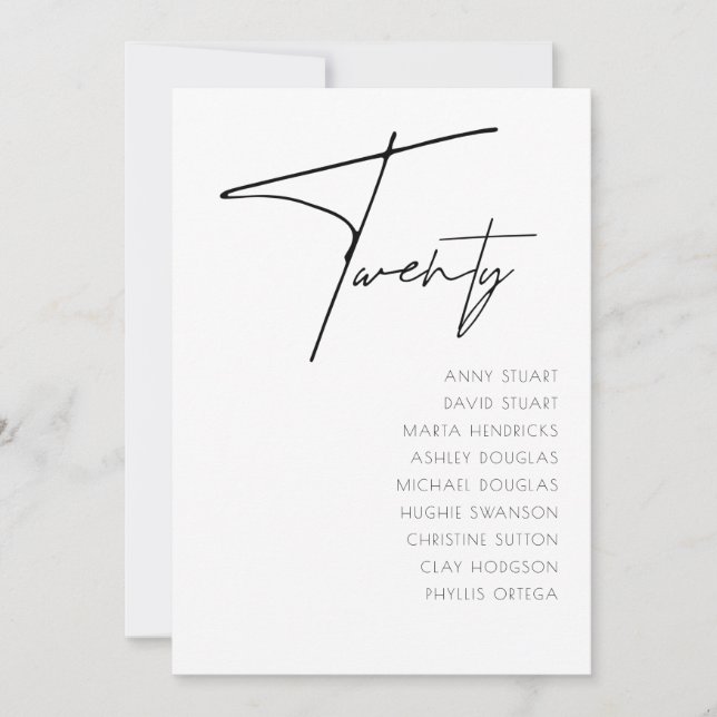 Table 20 Modern Wedding Table Number template (Front)