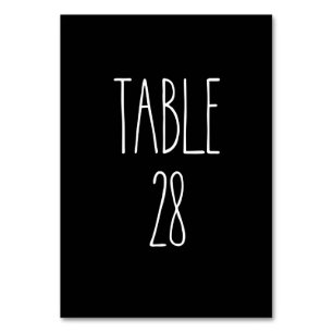 Table 28 Rae Dunn Pottery Black Table Card