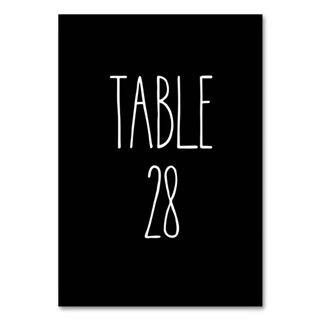 Table 28 Rae Dunn Pottery Black Table Card (Front)