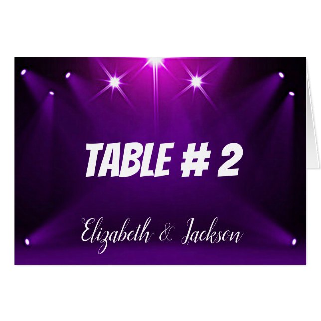 Table # 2 Cards - In the Spotlight Wedding / Party (Front Horizontal)