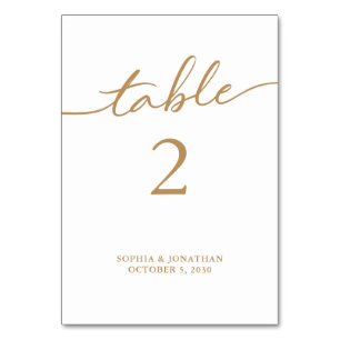 Table 2 Gold Calligraphy Personalised Wedding Number