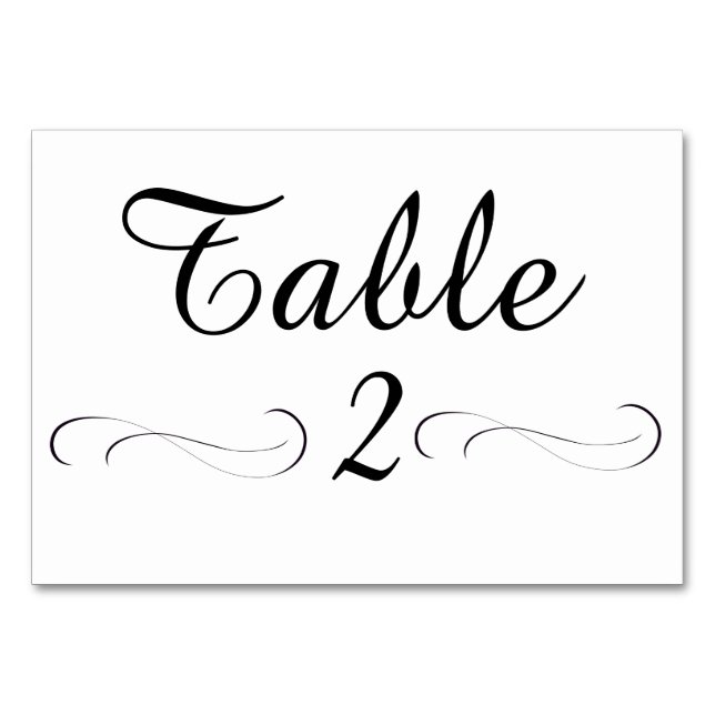 Table 2 table card (Front)