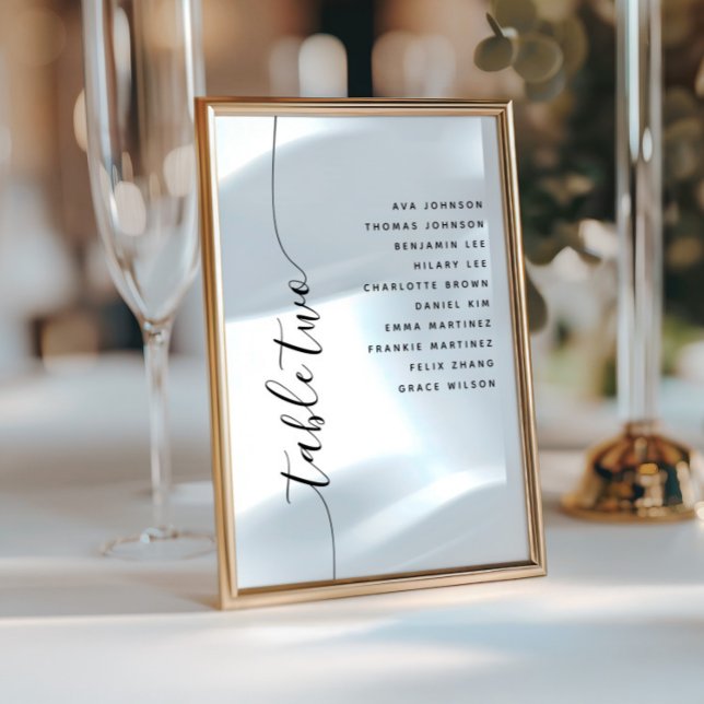 Table 2 Vertical Script Wedding Seating Chart Card (Creator Uploaded)