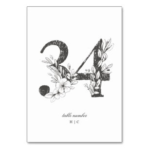 Table 34 Beautiful Floral Sketched Wreath Wedding Table Number