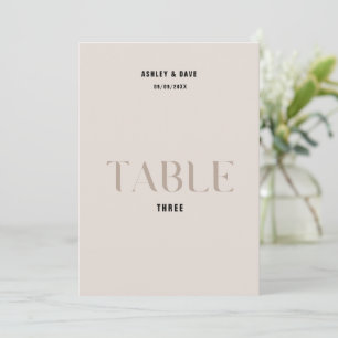 Table 3 Bold Beige Wedding Table Number