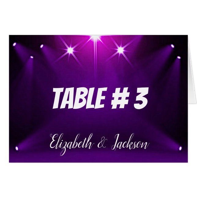 Table # 3 Cards - In the Spotlight Wedding / Party (Front Horizontal)