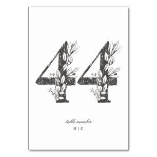 Table 44 Beautiful Floral Sketched Wreath Wedding Table Number