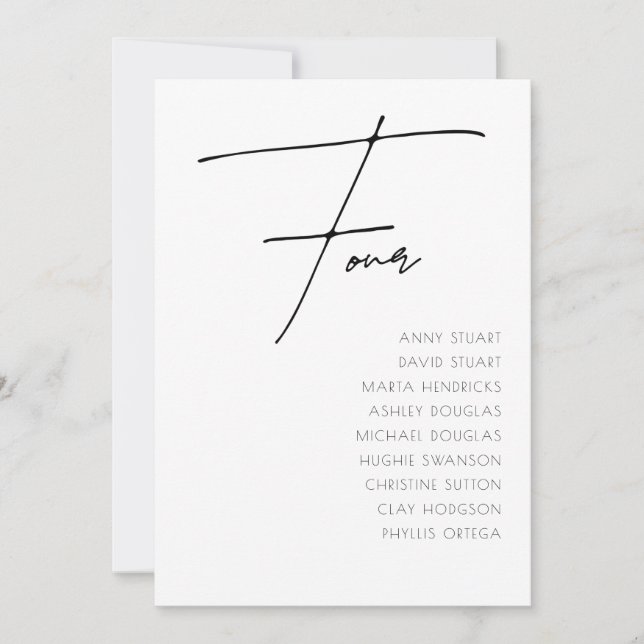 Table 4 Modern Wedding Table Number template (Front)