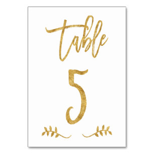 Table 5   Elegant Gold Handwriting Brushed Laurel Table Number