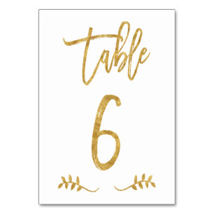 Table 6   Elegant Gold Handwriting Brushed Laurel Table Number