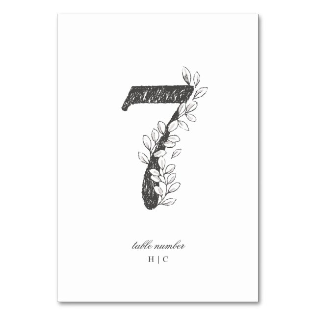 Table 7 Beautiful Floral Sketched Wreath Wedding Number (Front)