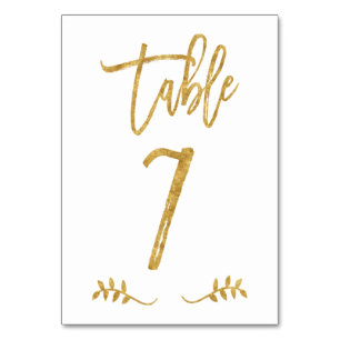Table 7   Elegant Gold Handwriting Brushed Laurel Table Number