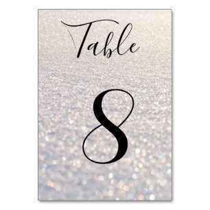 table 8,custom, white glitters background table number