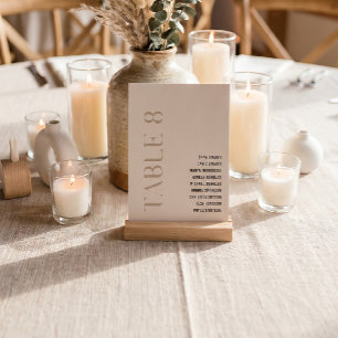 Table 8 Modern Bold Beige Wedding Table Number