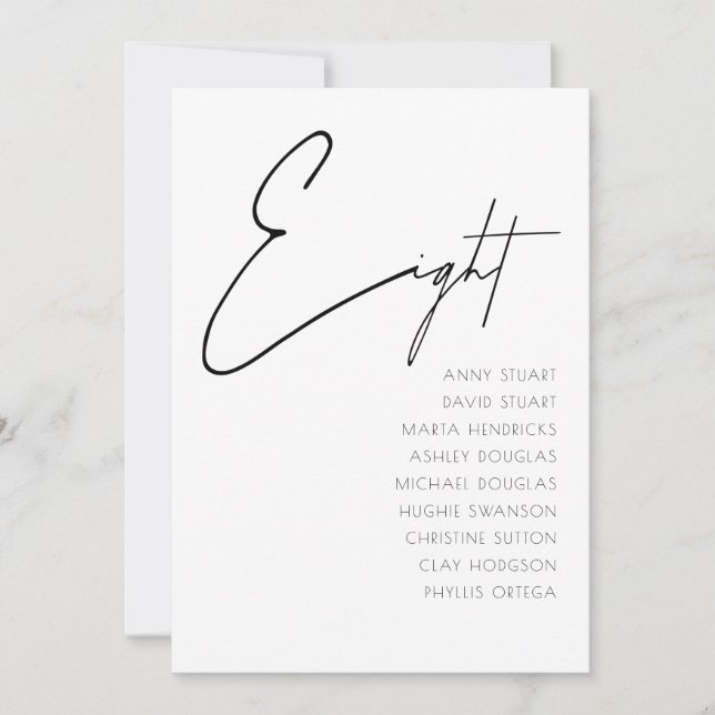 Table 8 Modern Wedding Table Number template (Front)