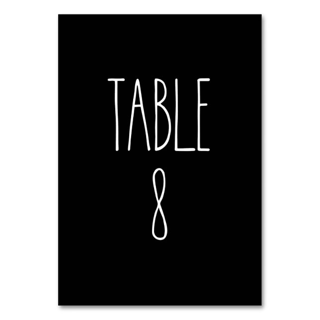 Table 8 Rae Dunn Pottery Black Table Card (Front)