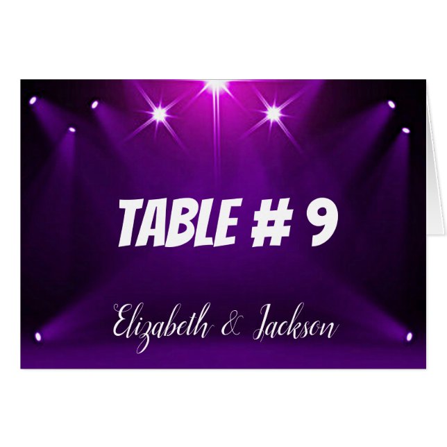 Table # 9 Cards - In the Spotlight Wedding / Party (Front Horizontal)