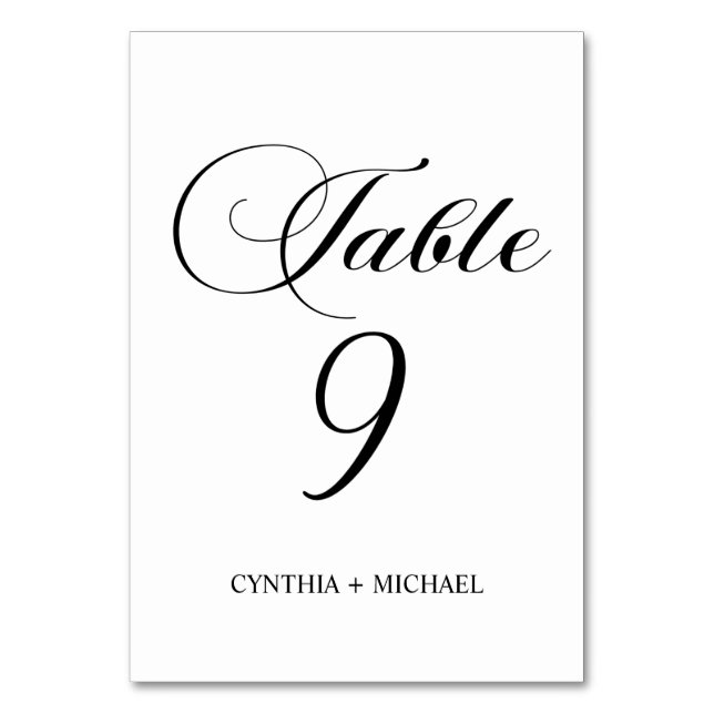 Table 9 Modern Script Wedding Table Number (Front)