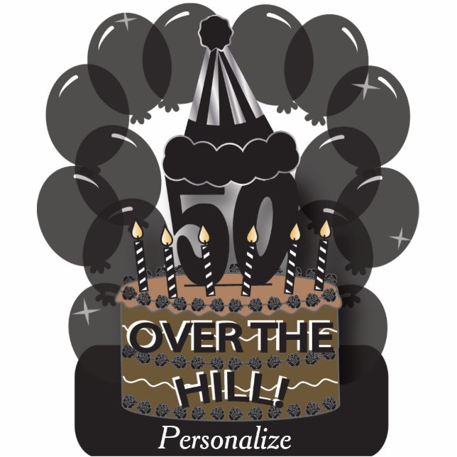 Table/Cake Topper- Happy 50th Birthday Cutout Standing Photo Sculpture (Front)