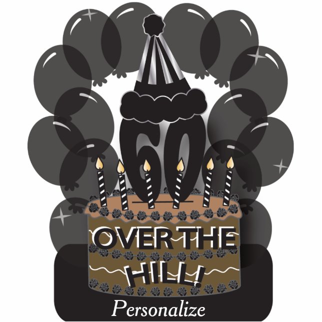 Table/Cake Topper- Happy 60th Birthday Cutout Standing Photo Sculpture (Front)