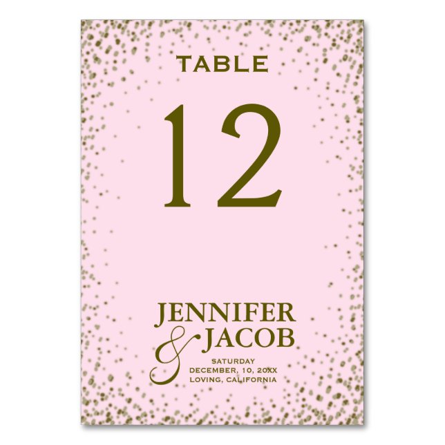 Table Card | Pink and Gold (Back)