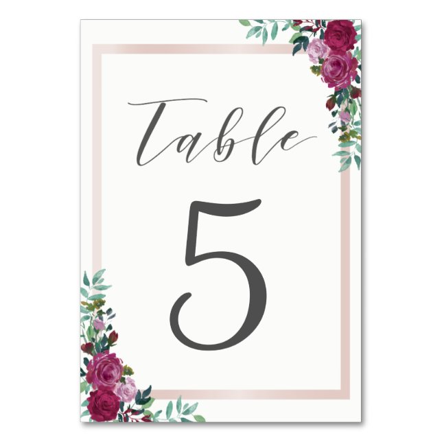 Table card watercolor floral frame (Front)