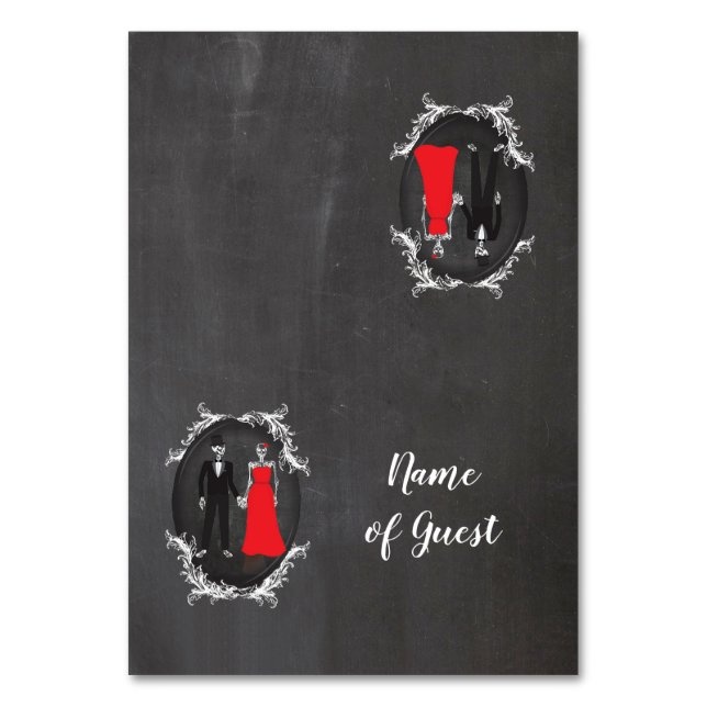 Table Cards Name Of Guest Wedding Skull Skeletons (Front)