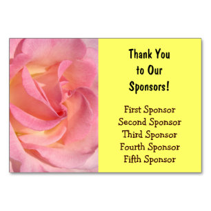 Table Cards Thank You to Our Sponsors Pink Yellow