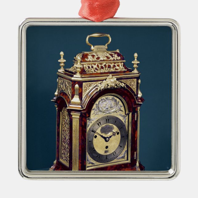 Table clock, c.1750 metal tree decoration (Front)