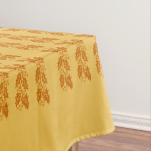 Table Cloth - Brown Holly Leaves on Orange
