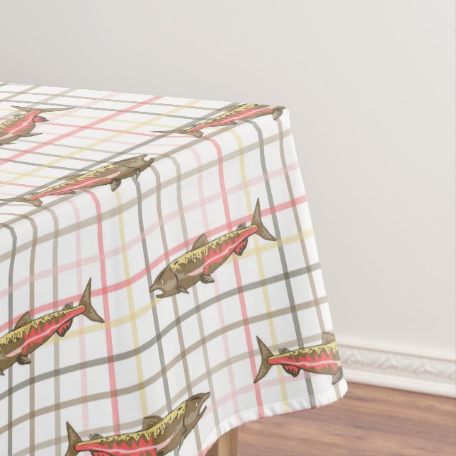 Table Cloth - Chinook Salmon on Plaid (In Situ)