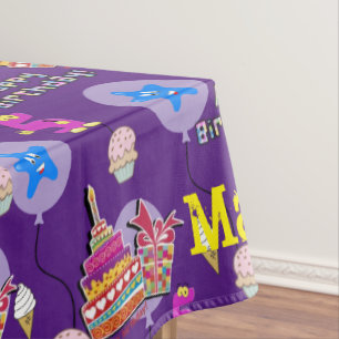 Table Cloth, Happy 5th Birthday, #5 Purple Tablecloth