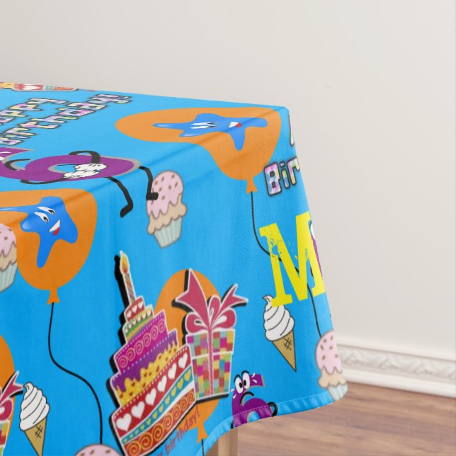 Table Cloth, Happy 6th Birthday, #6 Yellow Tablecloth (In Situ)